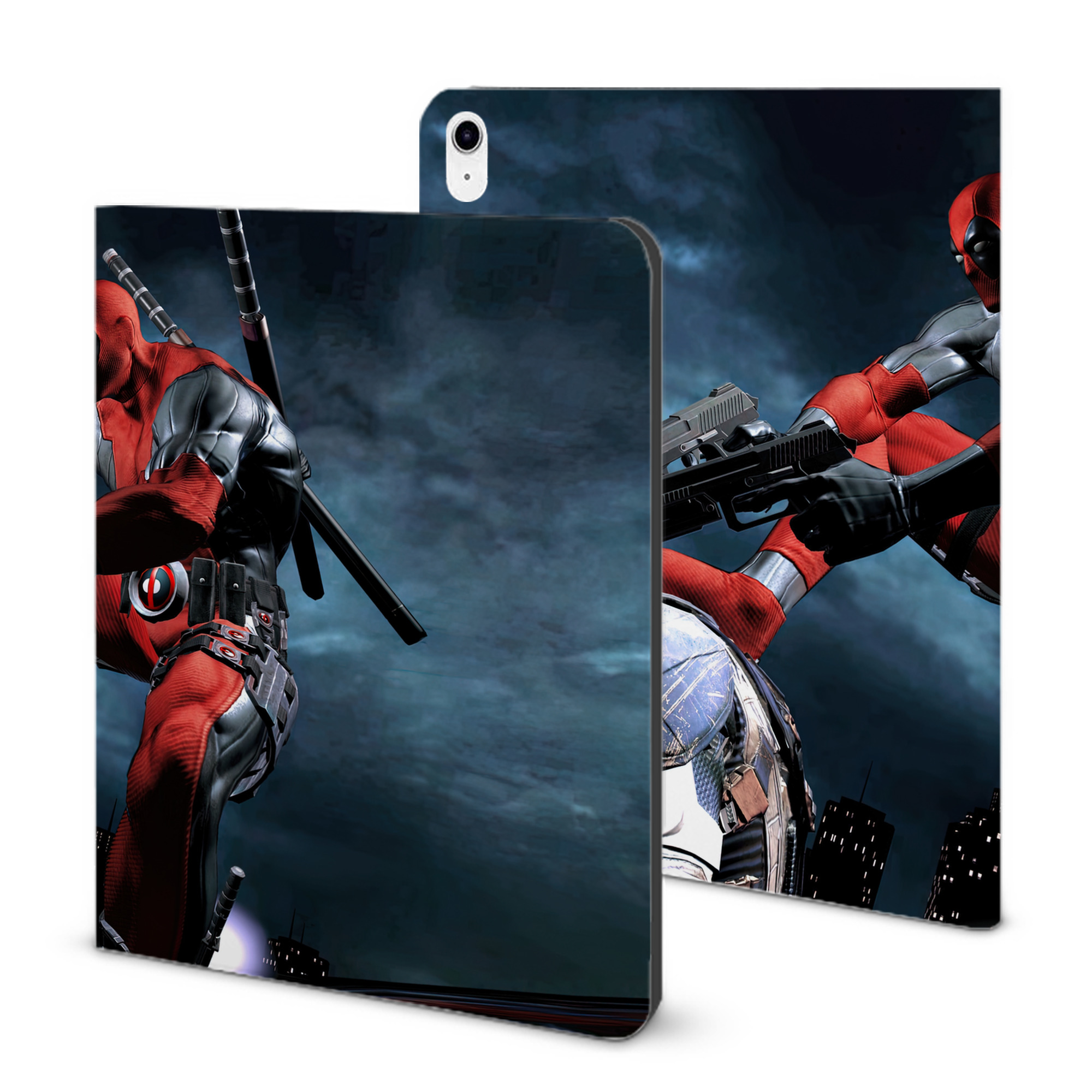 （画像用） Deadpool デッドプール IPad ケース ブック型 PUレザー TPU 耐衝撃 軽量 薄型 ペン収納なし 全面保護 IPad 各モデル対応